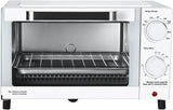 Mainstay Toaster Oven Combo Kitchen Appliances, Fits 9” Pizza, 4 Slice Capacity, Powerful Circulation, Auto Shutoff, Includes Baking Rack Pan Quartz, up to 60 Min, Easy Clean (Arctic White)