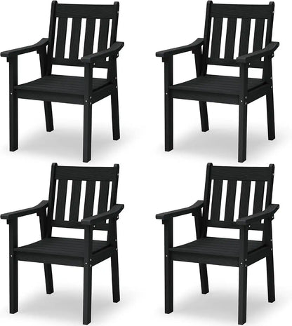 YEFU Patio Dining Chairs Set of 4, Weather Resistant HIPS, Black