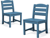 SERWALL Patio HDPE Armless Dining Chairs Set of 2, Navy