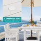 SERWALL 7 Pcs Outdoor Dining Set, 67" HDPE Dining Set for 6, White