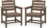 SERWALL Patio HDPE Dining Chairs Set of 2, Brown