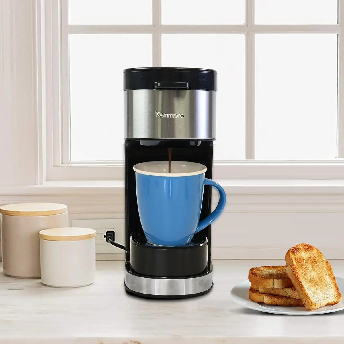 Kenmore Single Serve Cafetera, Hot & Iced Coffee Maker, 14 oz, Black