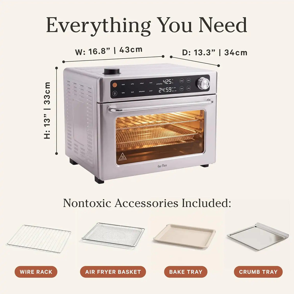 Our Place Wonder Oven Pro, 8-in-1 Digital Air Fryer Oven, 3-Rack, 30 Qt
