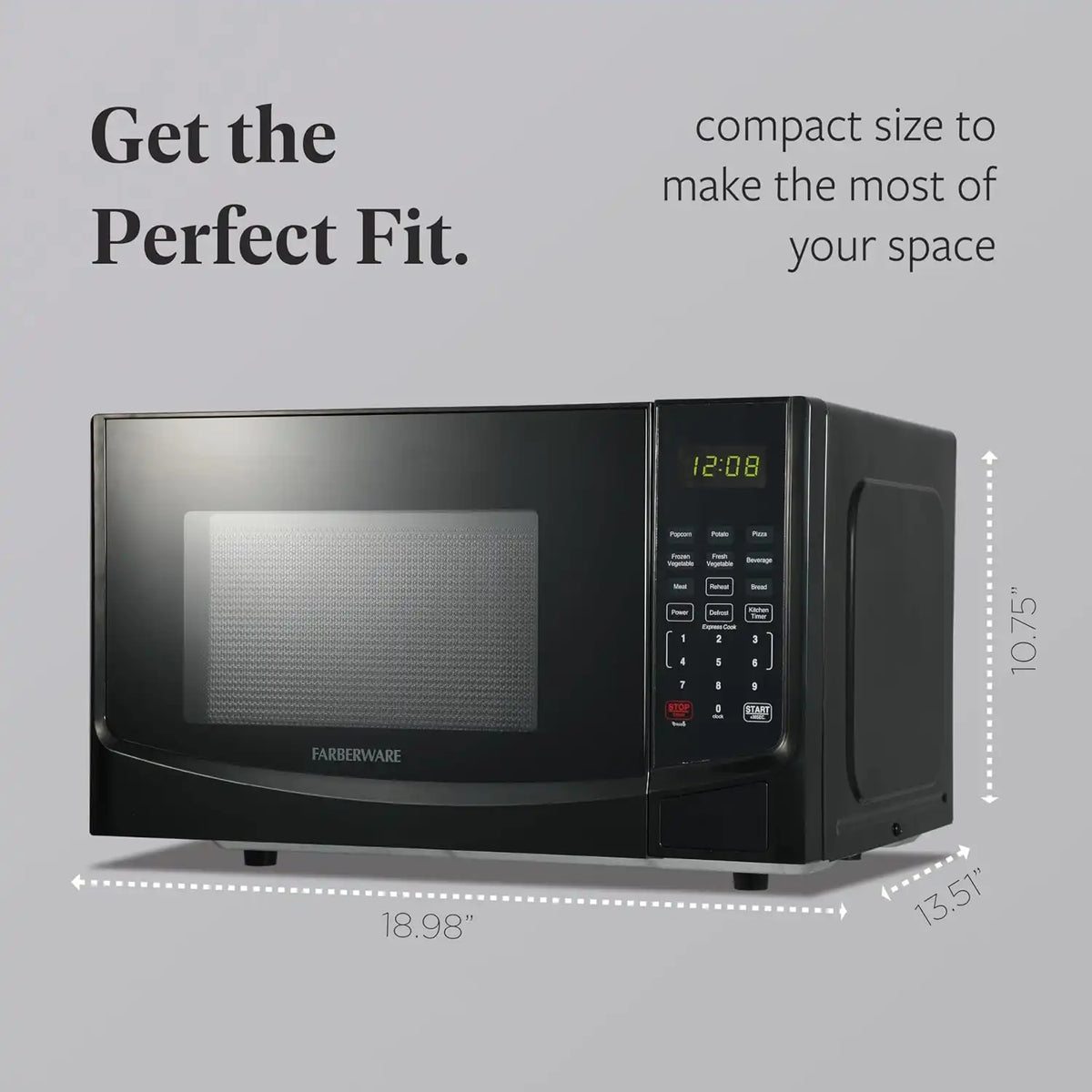 Farberware Black Microwave Oven, 0.9 Cu. Ft., 900 Watts, Countertop