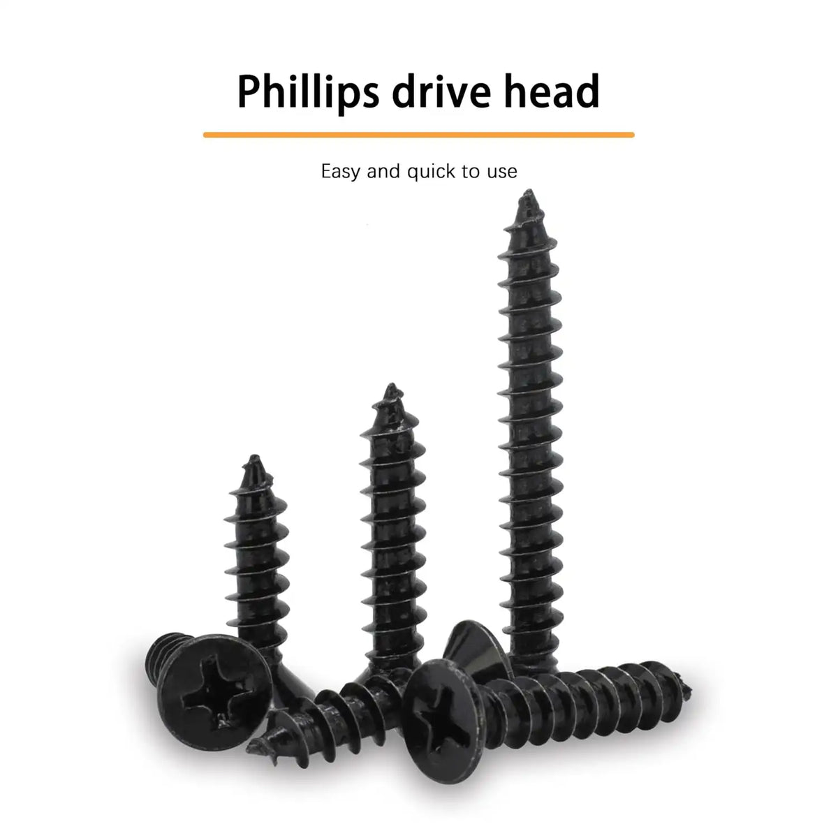 #4 X 3/4" Black Screw,Flat Head Phillips Wood Screw, Electroplating Black Carbon Steel, #4 X 3/4-Inch, 200Pcs