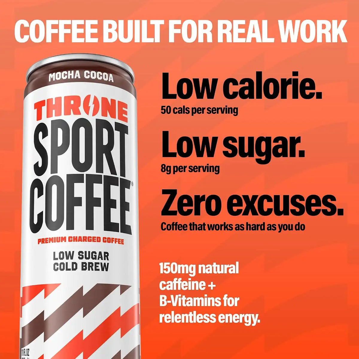 Throne Sport Coffee, Mocha Cocoa Cold Brew, Low Sugar, Dairy Free - 12Pk