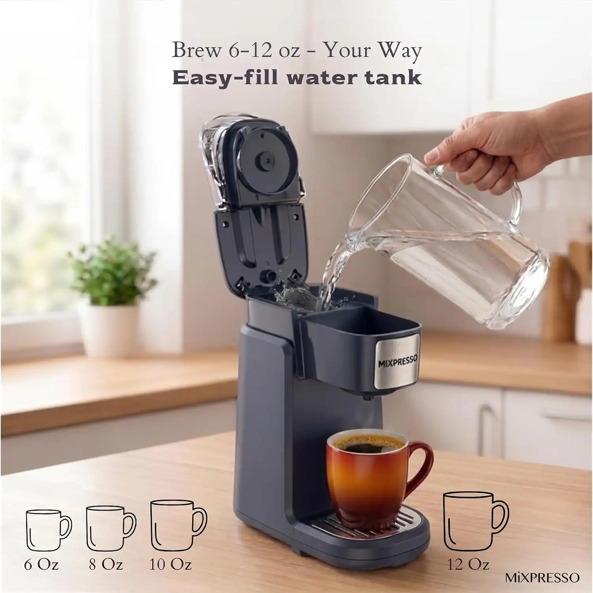 Mixpresso Single Serve Coffee Maker K Cup Coffee Maker for K Pods & Grounds