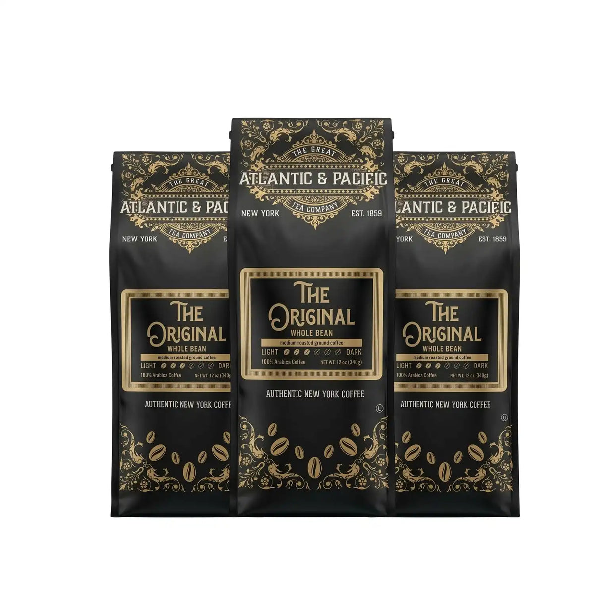 A&P The Original Colombian Medium Roast Whole Bean Coffee, 12 oz, 3 Pack