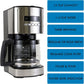 Koolatron Kenmore Coffee Maker 12 cup Drip Coffee Machine Programmable Aroma Control Glass Carafe Reusable Filter Timer Digital Display Charcoal Water Filter Regular Bold Stainless Steel and Black