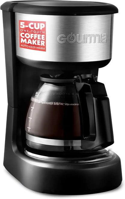 Gourmia Drip Coffee Maker - 5-Cup Capacity, Glass Carafe, Black