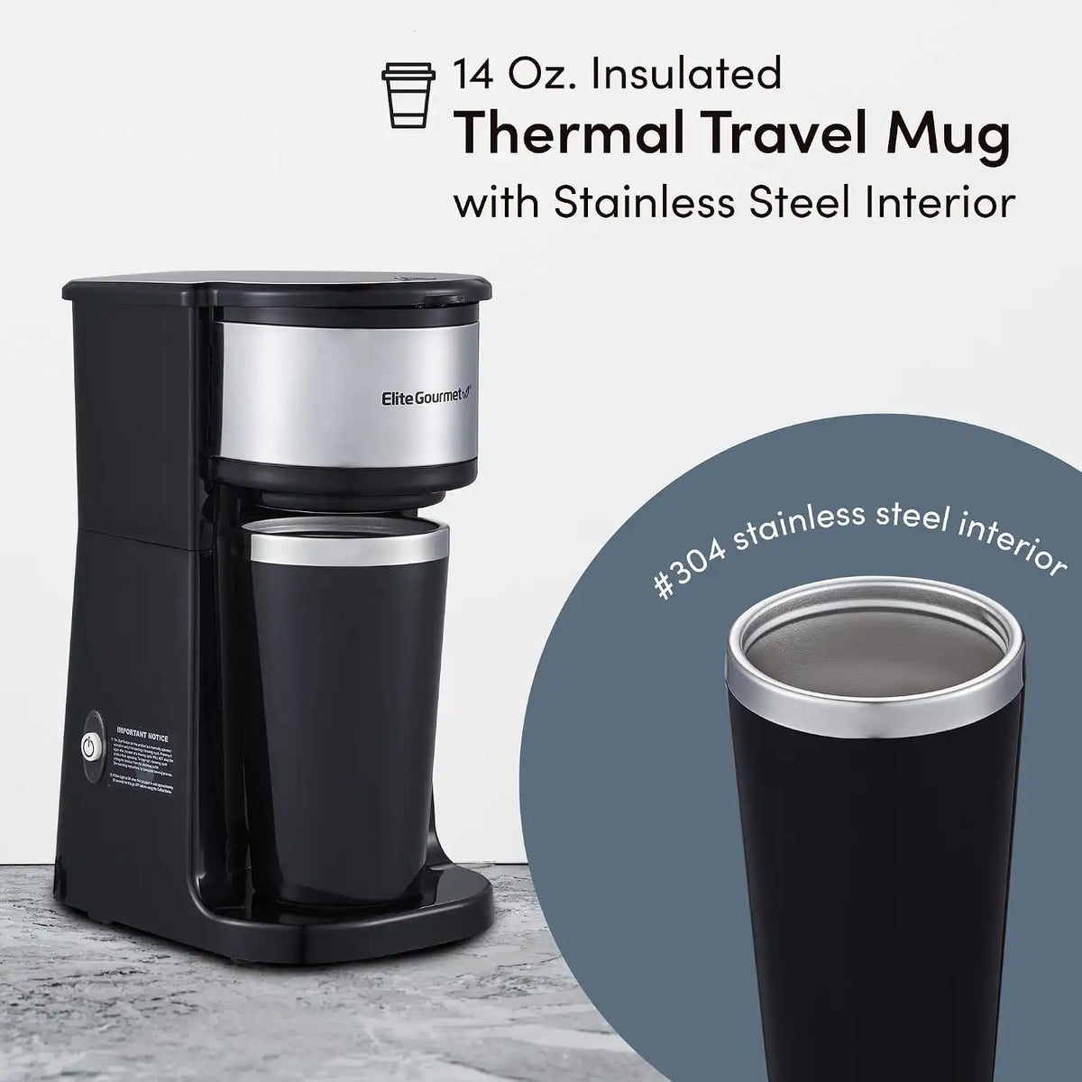 Elite Gourmet EHC-112B Personal Single-Serve Compact Coffee Maker, Black