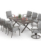 ALAULM 9-Piece Patio Dining Table and Chairs for 8 Outdoor Dining Set with 2 Swivel Chairs Patio Dining Sets with Rectangular Metal Table with Umbrella Hole for Patio, Backyard, Garden-Grey