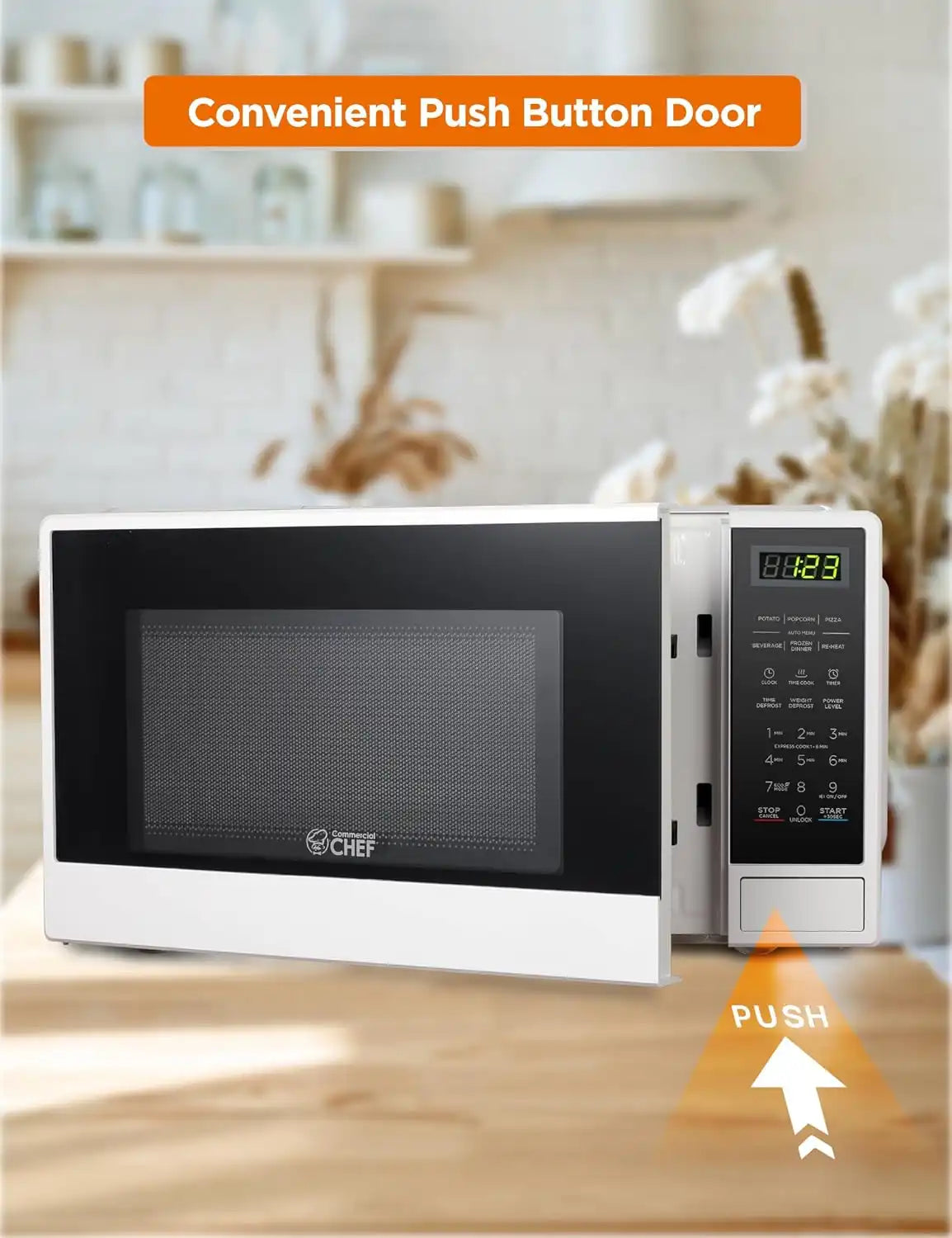 Commercial Chef 1.1 Cu. Ft. Countertop Microwave Oven, CHCM11100W, White
