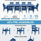 YEFU Outdoor Dining Set for 10, All-Weather HIPS, Aluminum Frame, Blue