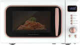 Frigidaire, 0.7 Cu. Ft. Retro Countertop Microwave Oven, 700W Compact Microwave with 8 Auto Cook Menus, Auto Defrost, 5 Power Levels, LED Display, Glass Turntable, White-RoseGold