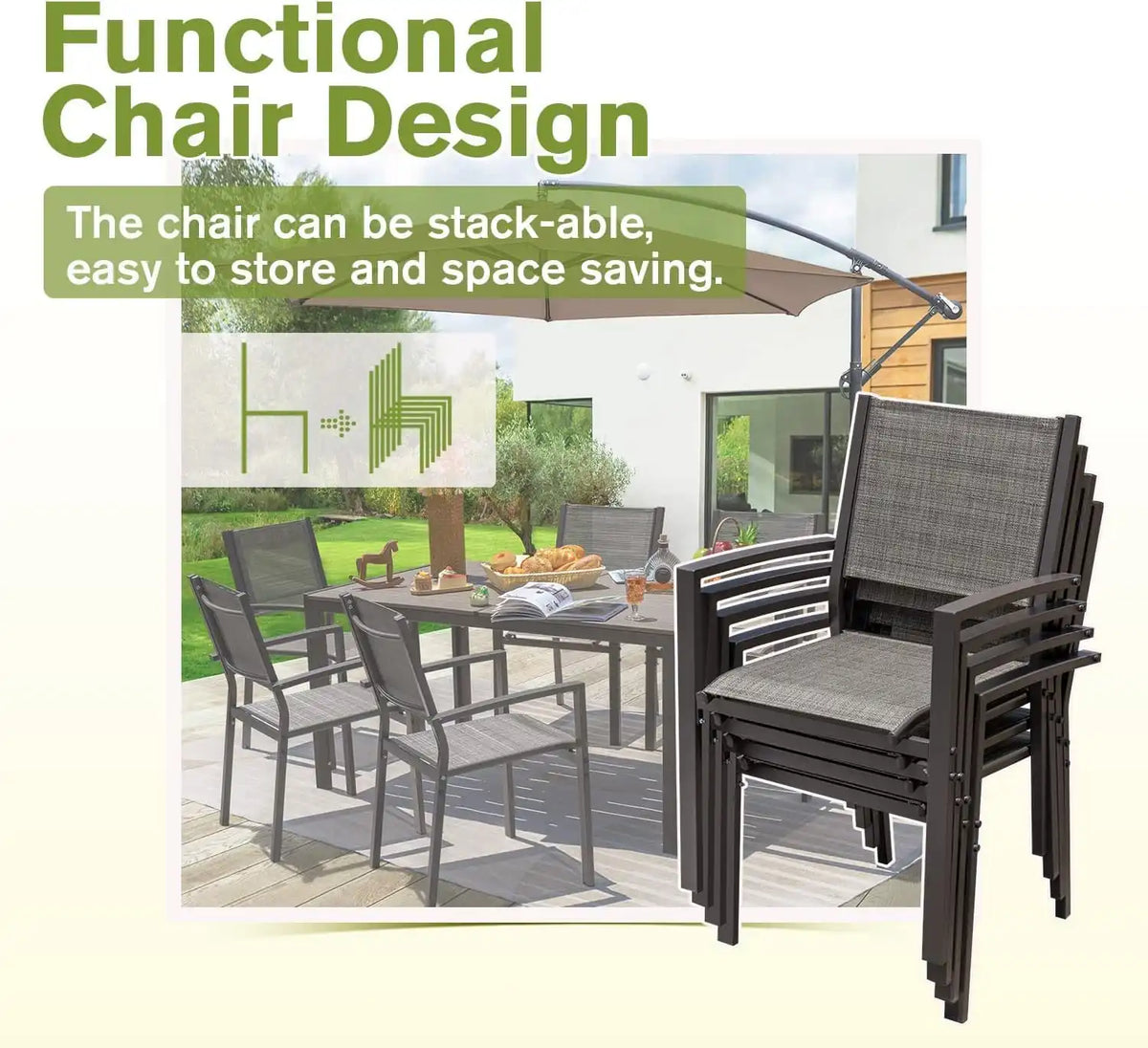 Homall 7-Piece Patio Dining Set, Metal Outdoor Dining Set for 6, Light Grey