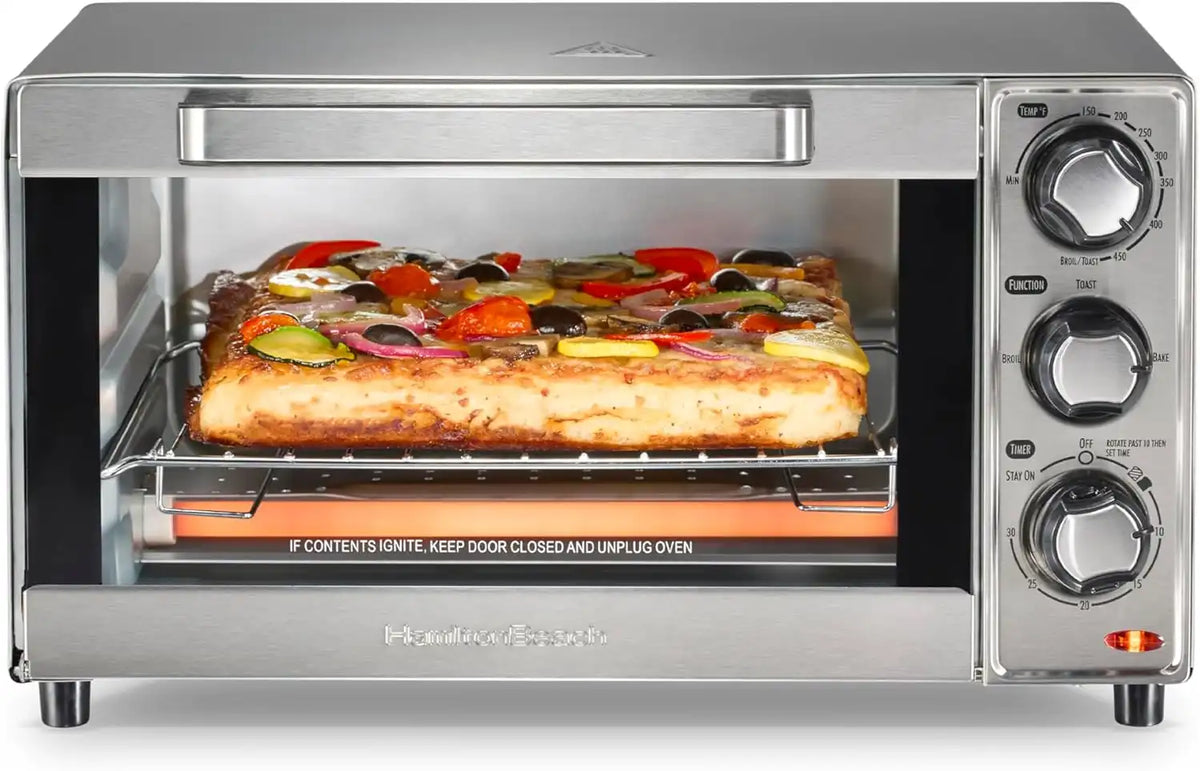 Hamilton Beach Countertop Toaster Oven & Pizza Maker Large 4-Slice Capacity, Stainless Steel (31401)