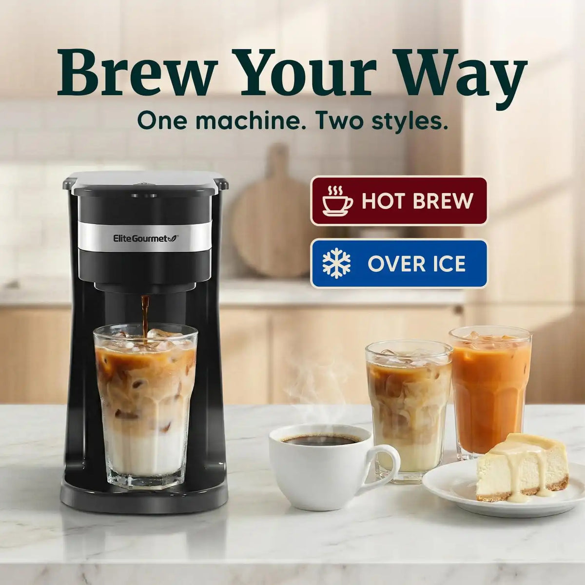 Elite Gourmet EHC113 Personal Single-Serve Compact Coffee Maker, Black