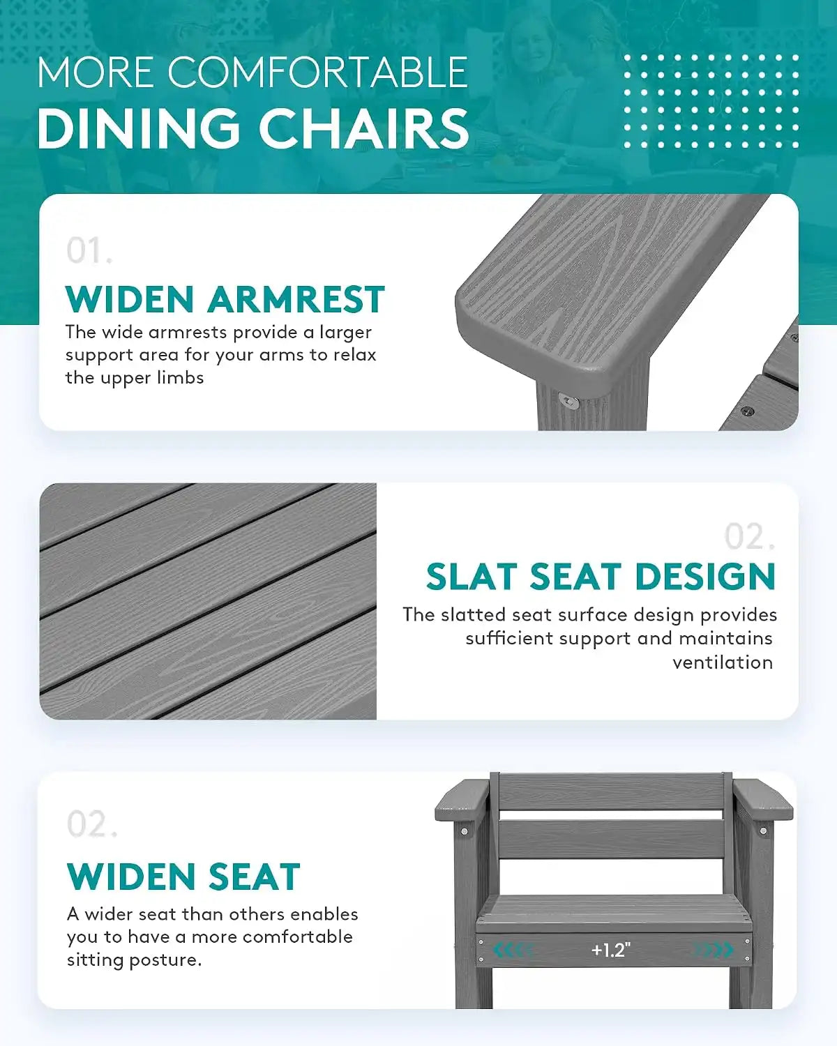 SERWALL HDPE and Aluminum Outdoor Dining Set for 8, Grey