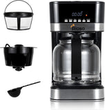 4-12 Cup Programmable Coffee Maker, Drip Coffee Machine, Can Keep Warm, With Glass Carafe, Regular & Strong Brew