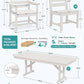 SERWALL 9Pcs HDPE Outdoor Dining Set w/6 Armless, 2 Armchairs for 8,White
