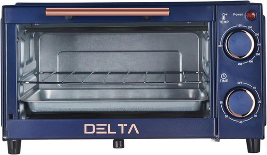 2 Slice Toaster Oven, Small Countertop Oven, Compact Mini Oven Fits 9” Pizza, with Timer & Temperature Control with Baking Tray & Rack for Kitchen, Dorm, Apartment, 750W