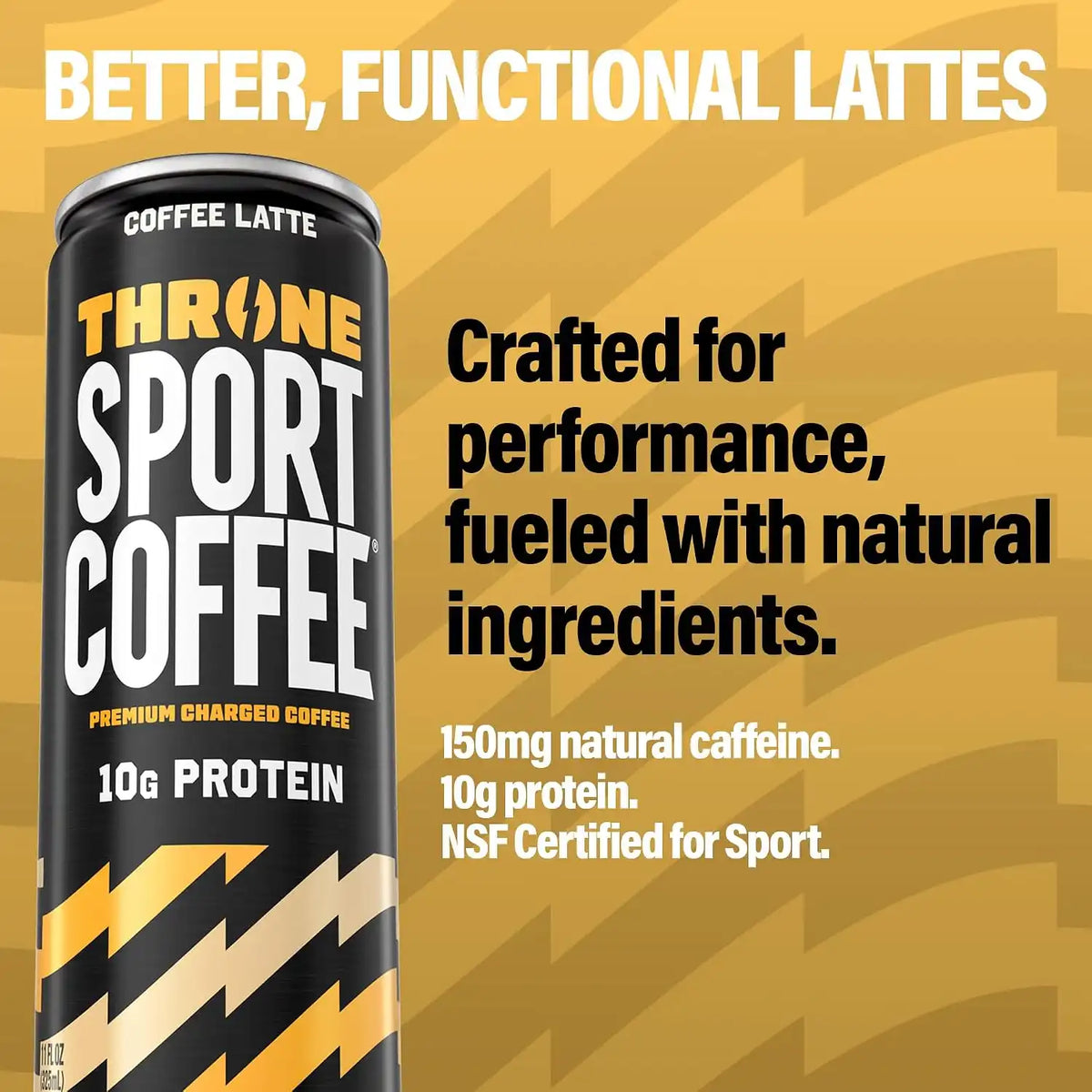 Throne Sport Coffee, Coffee Latte, 10g Protein, 150mg Caffeine, 12Pk