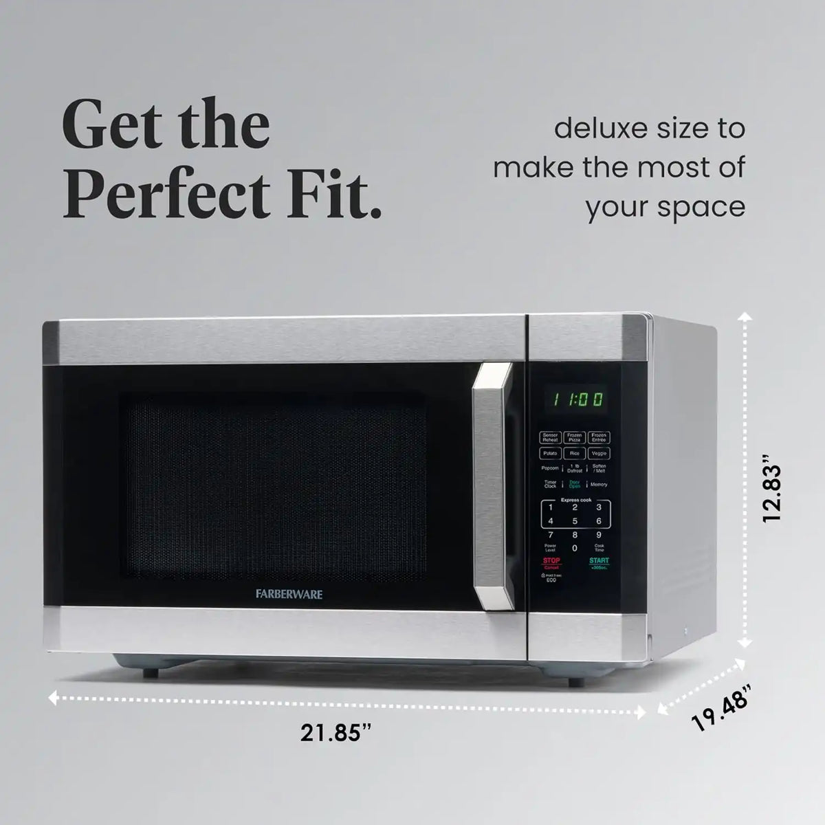 Farberware Countertop Microwave Oven 1.6 cu. ft. 1100 Watts Stainless steel
