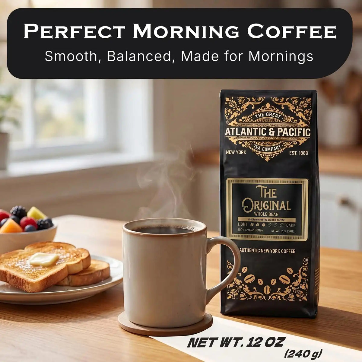 A&P The Original Colombian Medium Roast Whole Bean Coffee, 12 oz, 1 Pack