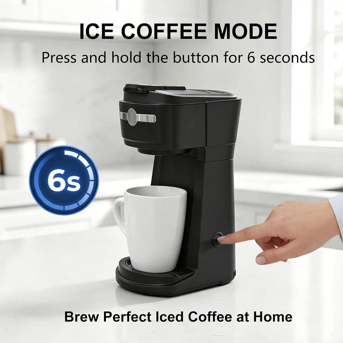 Single Serve Coffee Maker, KCup & Ground Coffee, 6-14 Oz Brew Sizes