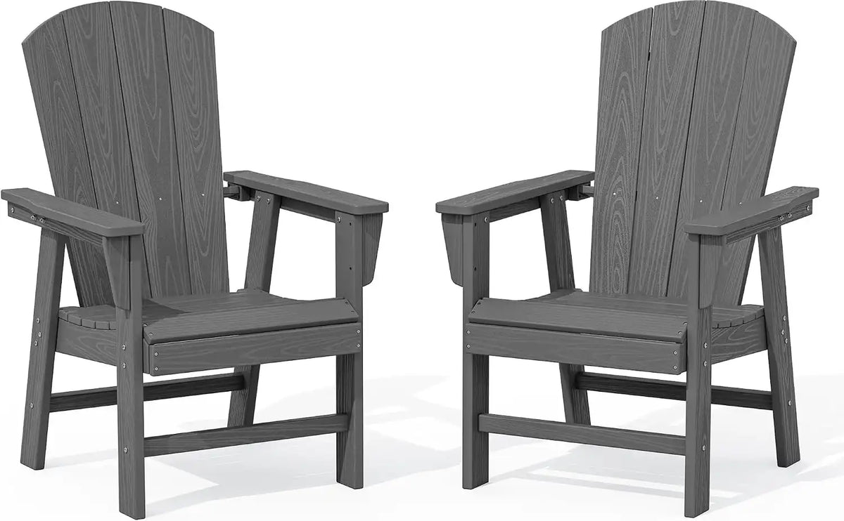SERWALL Outdoor Adirondack Dining Chair Set of 2, All Weather HDPE, Grey