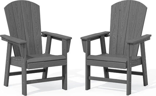 SERWALL Outdoor Adirondack Dining Chair Set of 2, All Weather HDPE, Grey