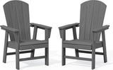 SERWALL Outdoor Adirondack Dining Chair Set of 2, All Weather HDPE, Grey