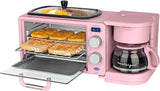 Nostalgia 3-in-1 Retro Breakfast Station - Includes 5 (4 Oz) Cup Coffee Maker, Non-Stick Ceramic Griddle, and 4-Slice Toaster Oven - Built-In Timer, Reusable Coffee Filter, Space-Saving Design - Pink