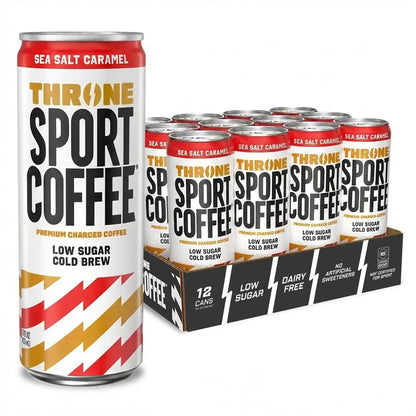 Throne Sport Coffee, Sea Salt Caramel Cold Brew, Low Sugar, Dairy Free-12Pk