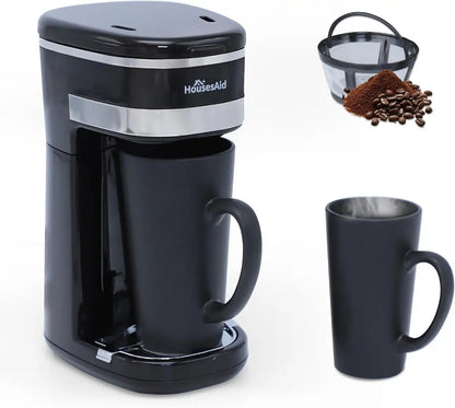 Single Serve Coffee Maker, 15oz Portable One Cup Coffee Brewer