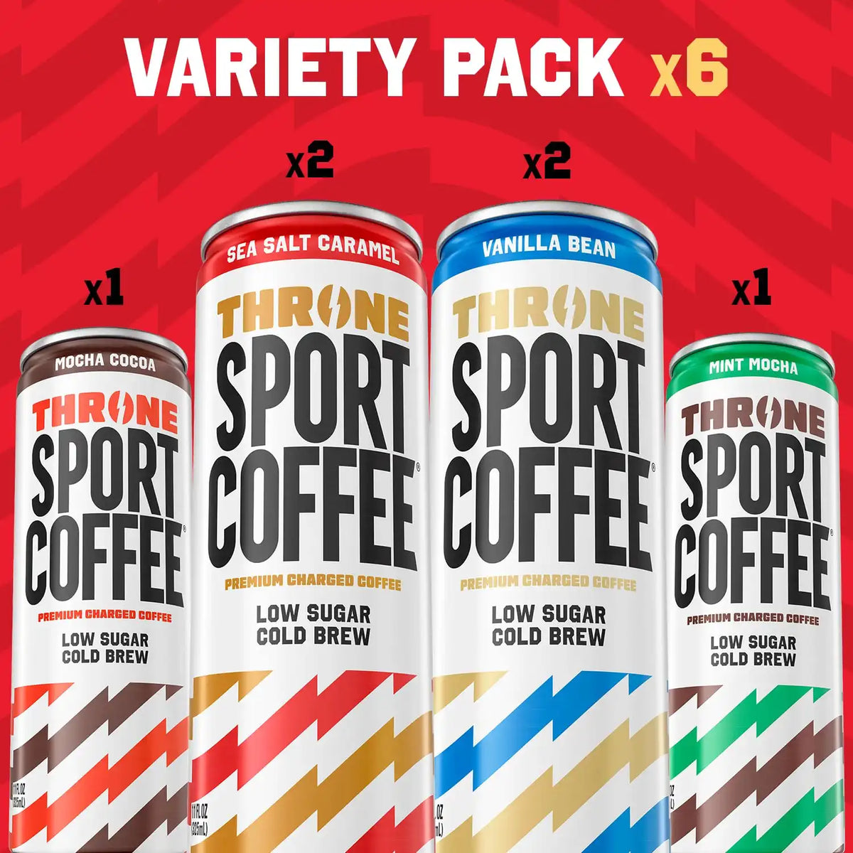 Throne Sport Coffee Cold Brew, Low Sugar, Dairy Free, 4 Flavors, 6Pk