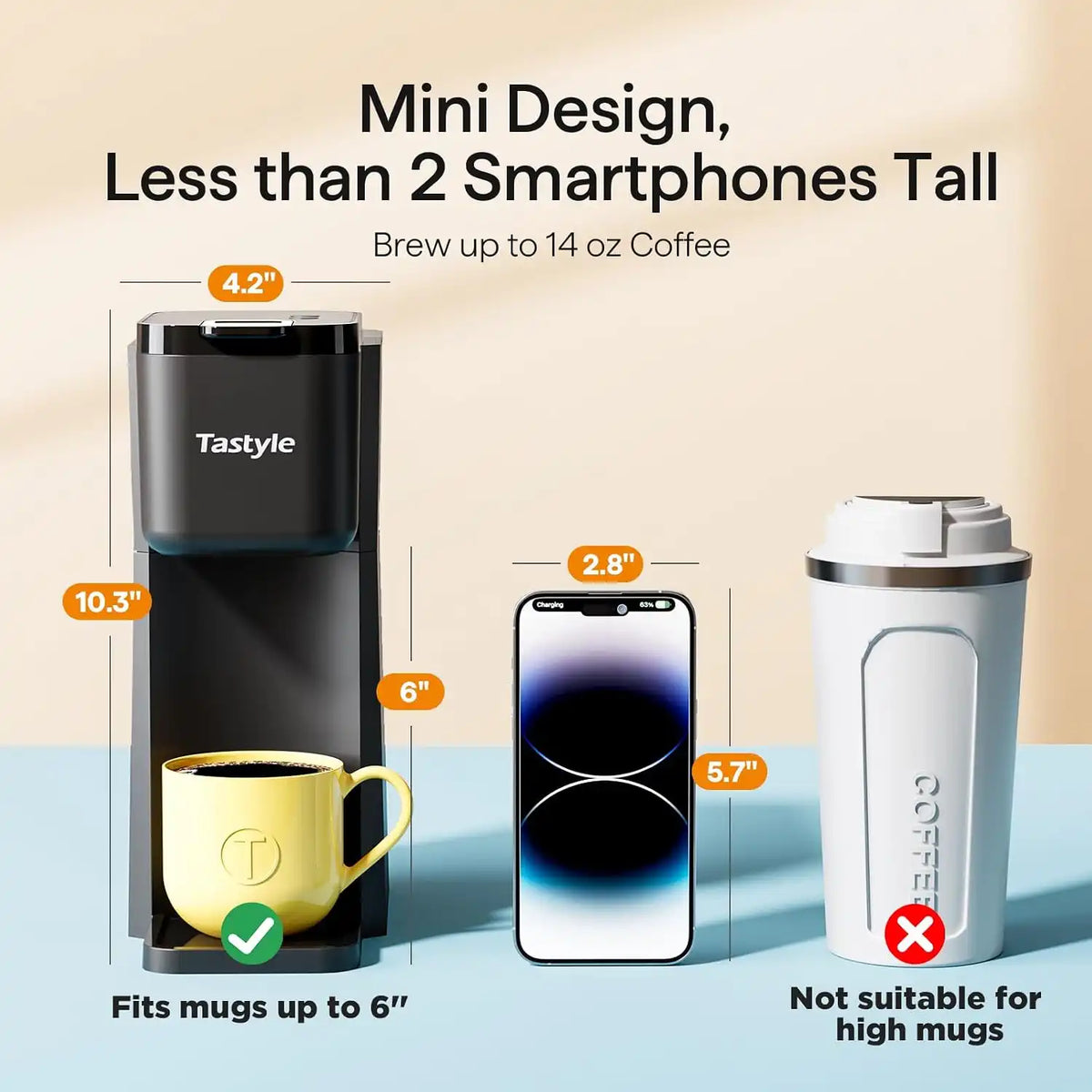 Tastyle Mini Single Serve Hot and Iced Coffee Maker for K Cup and Ground
