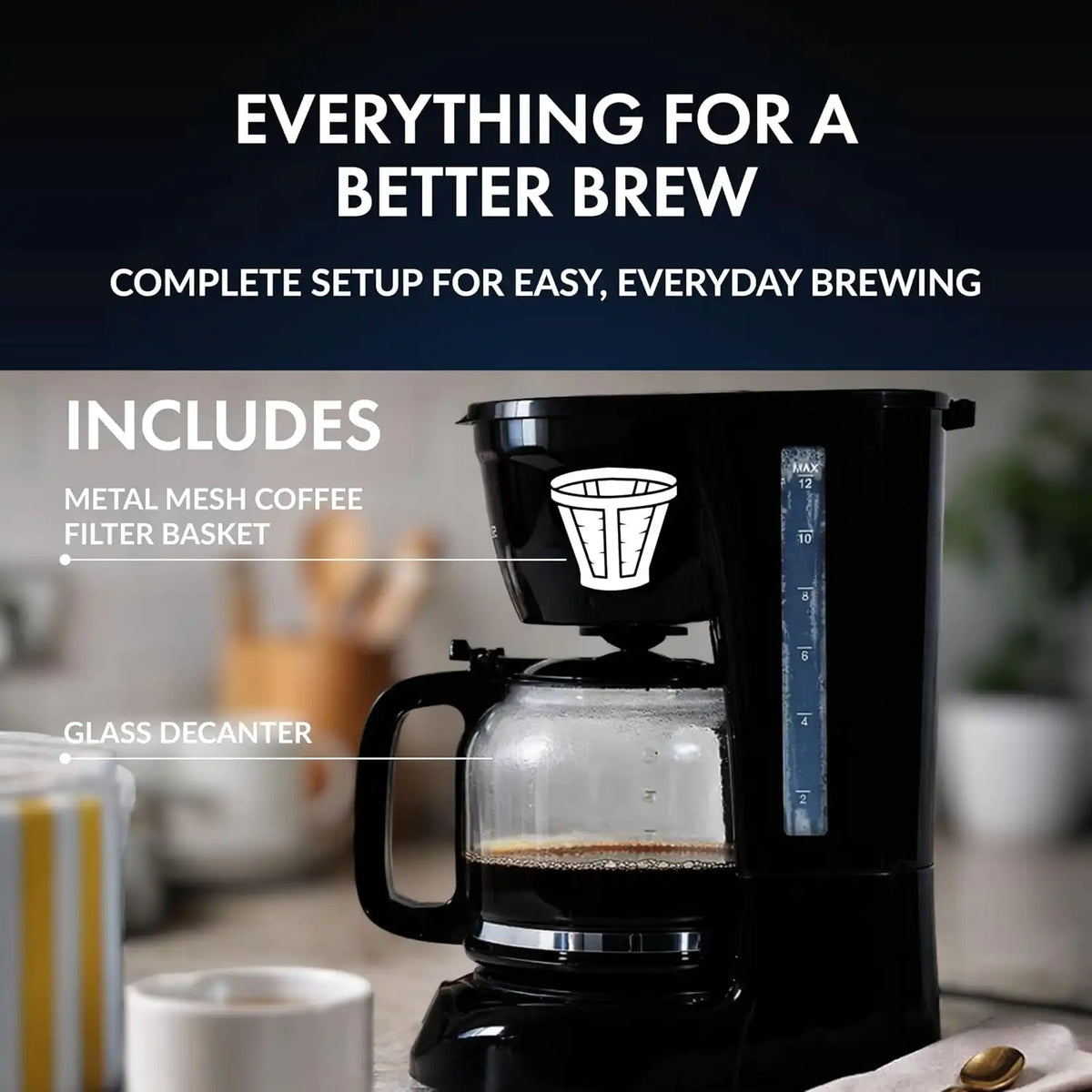 Newhouse Electric Coffee Machine NHCM-001-12, 12-Cup Coffee Maker with Auto Shut Off, Electric Pot with Metal Mesh Coffee Filter Basket, ETL Certified for Hospitality and Residential Use