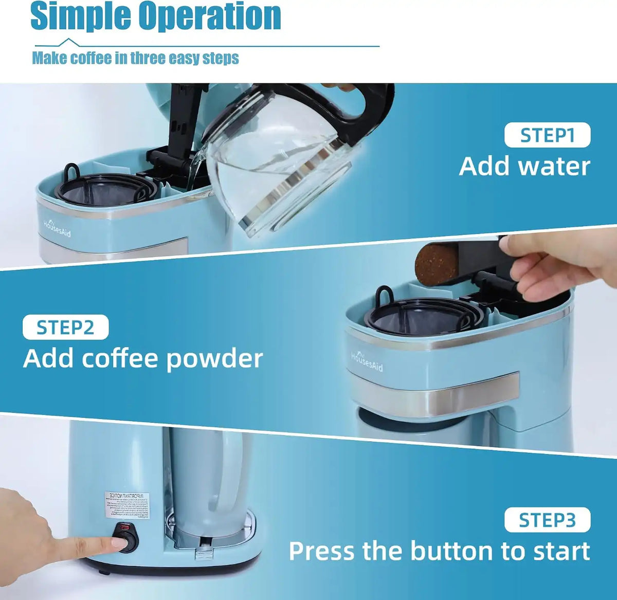 Single Serve Coffee Maker, 15oz Portable One Cup Coffee Brewer