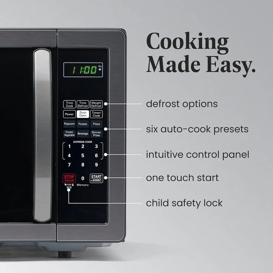 Countertop Microwave Oven, 1.1 cu. ft.1000 Watts, Black Stainless Steel