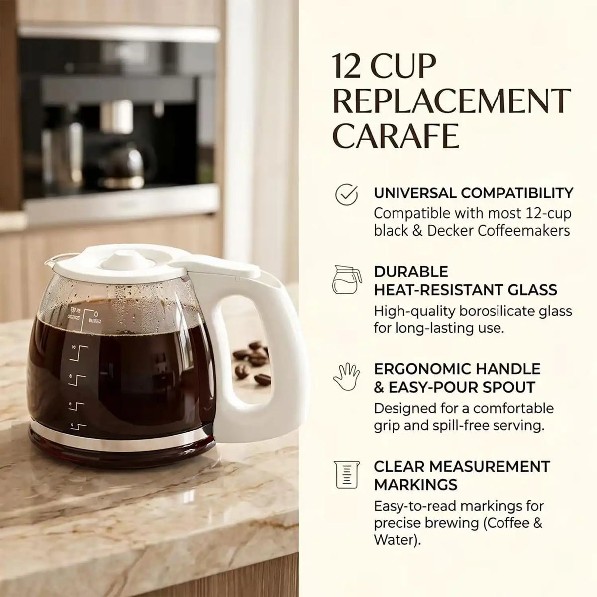 12-Cup Coffee Carafe Replacement for Black and Decker Coffeemaker