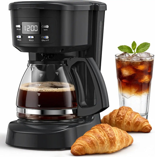 Coffee Maker, 5 Cup Programmable Drip Coffee Machine-Black