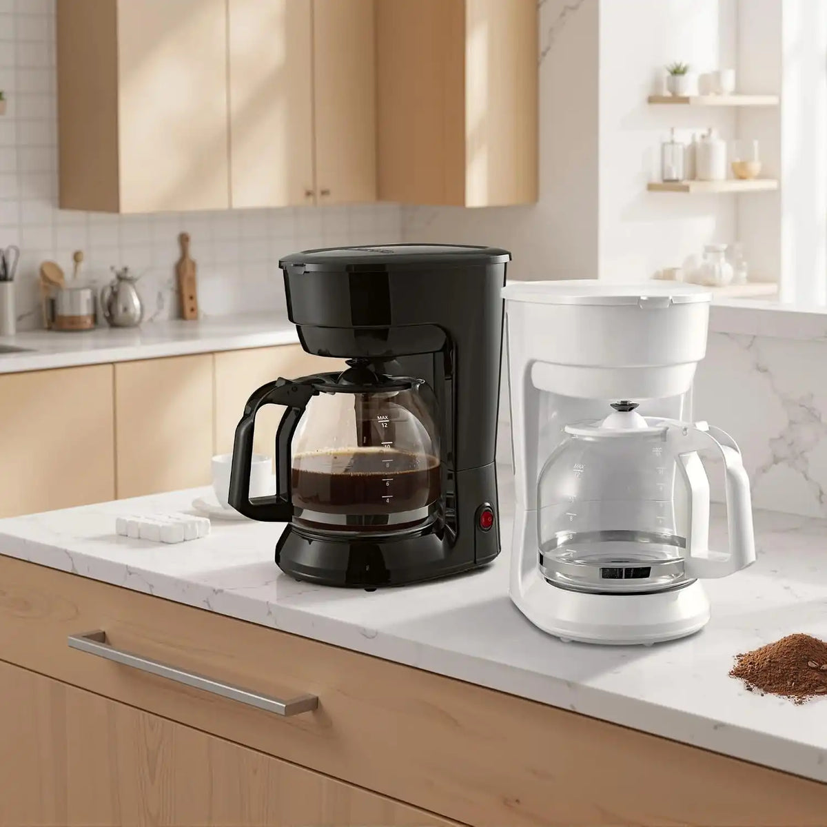 Black 12-Cup Drip Coffee Maker, FDA Grade, Quick Brew for Home & Kitchen, Coffee Bar Essential