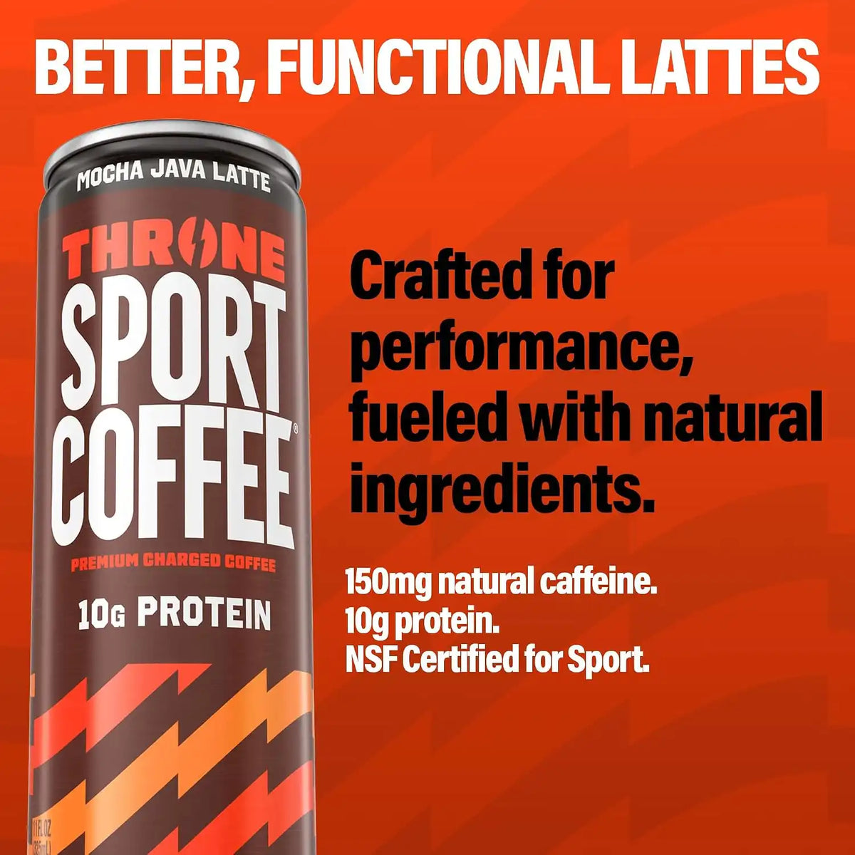 Throne Sport Coffee, Mocha Java Latte, 10g Protein, 150mg Caffeine, 12Pk