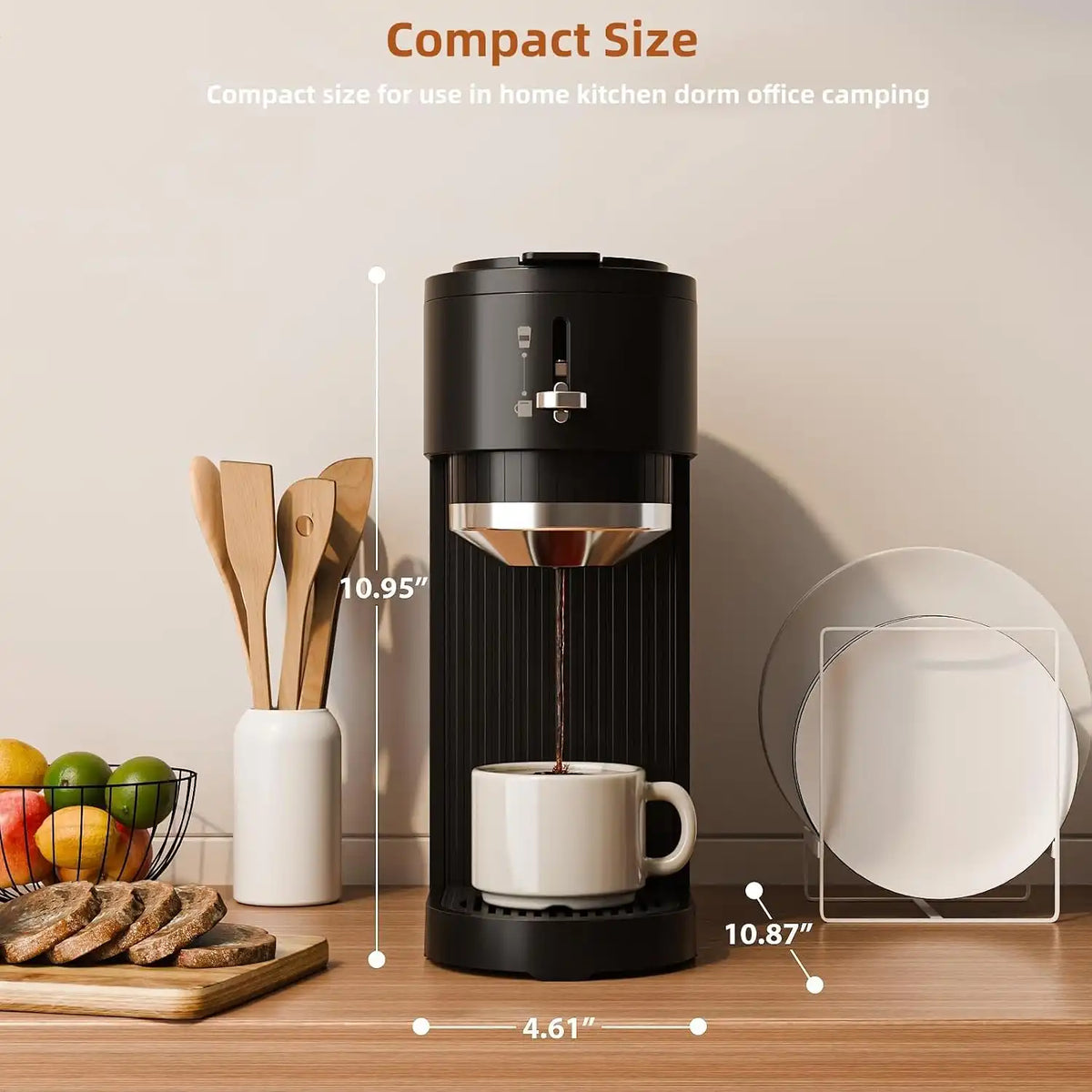 COWSAR Single Serve Coffee Maker, 2 in 1 Coffee Brewer for K-CUP Pod & Ground Coffee, 6-14 Oz Adjustable Brew Sizes, Self-cleaning Compact Coffee Machine for Home Office Travel