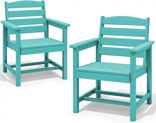 SERWALL Patio Dining Chair Set of 2,All Weather HDPE Dining Chair, Aruba