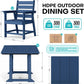 HDPE Outdoor Dining Set, Patio Dining Set of 8, Navy