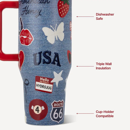 HydroJug Traveler 40oz, Insulated Water Bottle with Handle, American Honey