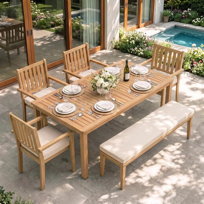 Wisteria Lane 6-Pieces Acacia Outdoor Patio Dining Table and Chairs for 6